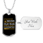 An Old Man Carpenter Woodworker Dog Tag Stainless Steel or 18k Gold W 24"-Express Your Love Gifts