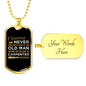 An Old Man Carpenter Woodworker Dog Tag Stainless Steel or 18k Gold W 24"-Express Your Love Gifts