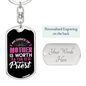 An Ounce of Mother Mom Keychain Stainless Steel or 18k Gold Dog Tag Keyring-Express Your Love Gifts