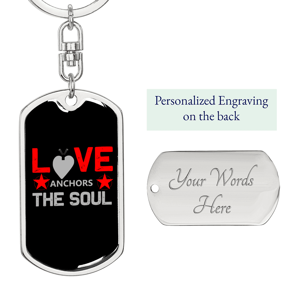 Anchors The Soul Keychain Stainless Steel or 18k Gold Dog Tag Keyring-Express Your Love Gifts