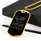 And Know I Am God Psalm 46:10 Necklace Stainless Steel or 18k Gold Dog Tag 24" Chain-Express Your Love Gifts