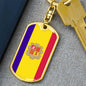 Andorra Flag Keychain Dog Tag Stainless Steel or 18k Gold-Express Your Love Gifts