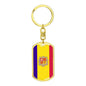 Andorra Flag Keychain Dog Tag Stainless Steel or 18k Gold-Express Your Love Gifts