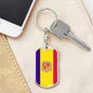 Andorra Flag Keychain Dog Tag Stainless Steel or 18k Gold-Express Your Love Gifts