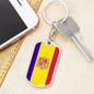 Andorra Flag Keychain Dog Tag Stainless Steel or 18k Gold-Express Your Love Gifts
