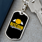 Angel Bitcoin Crypto Keychain Stainless Steel or 18k Gold Dog Tag Keyring-Express Your Love Gifts