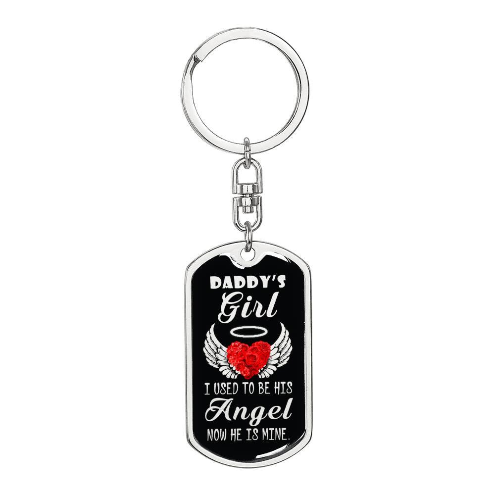 Angel Dog Tag Pendant Keychain Stainless Steel or 18k Gold-Express Your Love Gifts
