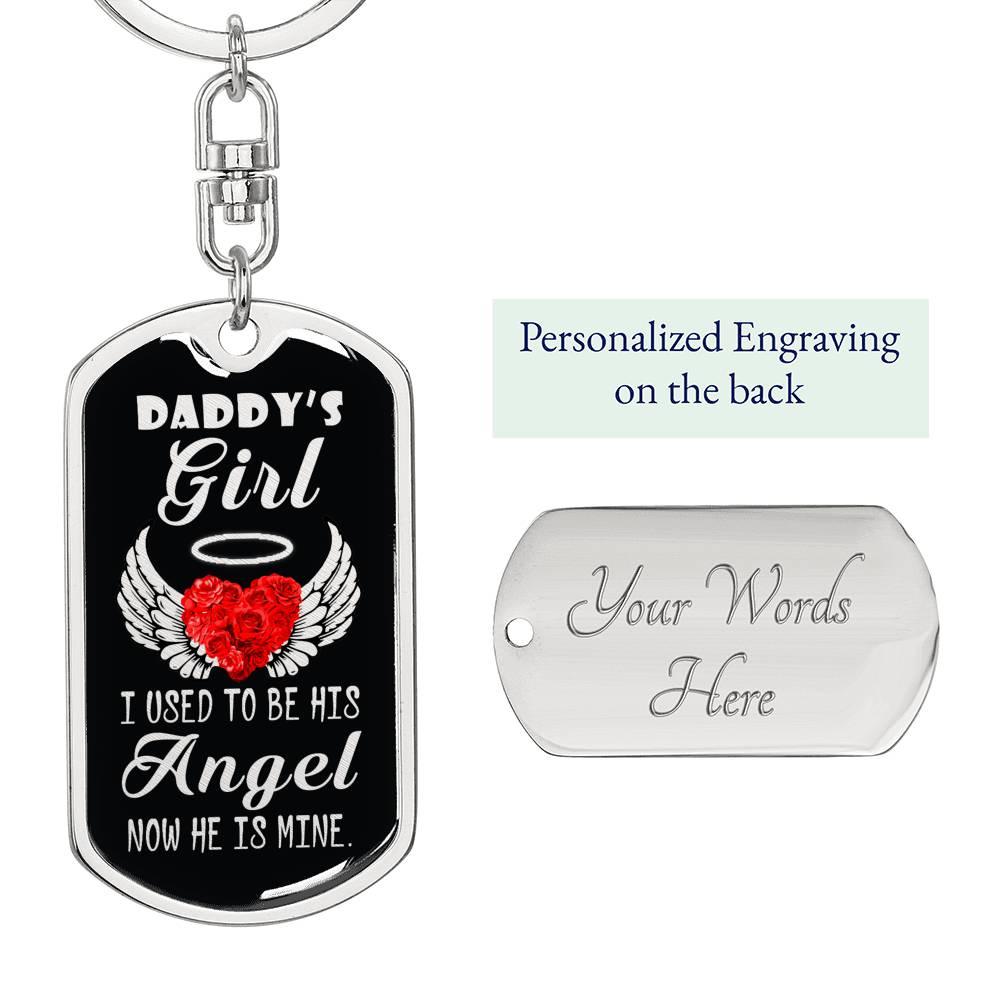 Angel Dog Tag Pendant Keychain Stainless Steel or 18k Gold-Express Your Love Gifts