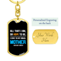 Angel Mother Mom Keychain Stainless Steel or 18k Gold Dog Tag Keyring-Express Your Love Gifts