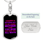 Angel Mother Purple Mom Keychain Stainless Steel or 18k Gold Dog Tag Keyring-Express Your Love Gifts