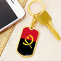 Angola Flag Keychain Dog Tag Stainless Steel or 18k Gold-Express Your Love Gifts
