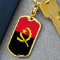 Angola Flag Keychain Dog Tag Stainless Steel or 18k Gold-Express Your Love Gifts