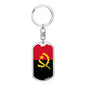 Angola Flag Keychain Dog Tag Stainless Steel or 18k Gold-Express Your Love Gifts