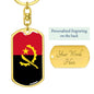 Angola Flag Keychain Dog Tag Stainless Steel or 18k Gold-Express Your Love Gifts