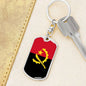 Angola Flag Keychain Dog Tag Stainless Steel or 18k Gold-Express Your Love Gifts