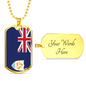 Anguilla Flagnecklace Stainless Steel or 18k Gold Dog Tag 24" Chain-Express Your Love Gifts