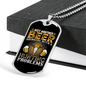 Another Beer Hunting Necklace Stainless Steel or 18k Gold Dog Tag 24" Chain-Express Your Love Gifts