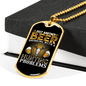 Another Beer Hunting Necklace Stainless Steel or 18k Gold Dog Tag 24" Chain-Express Your Love Gifts