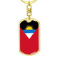 Antigua And Barbuda Flag Keychain Dog Tag Stainless Steel or 18k Gold-Express Your Love Gifts