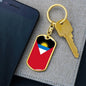 Antigua And Barbuda Flag Keychain Dog Tag Stainless Steel or 18k Gold-Express Your Love Gifts