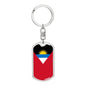 Antigua And Barbuda Flag Keychain Dog Tag Stainless Steel or 18k Gold-Express Your Love Gifts