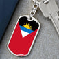 Antigua And Barbuda Flag Keychain Dog Tag Stainless Steel or 18k Gold-Express Your Love Gifts
