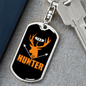 Antler Deer Hunter Keychain Stainless Steel or 18k Gold Dog Tag Keyring-Express Your Love Gifts
