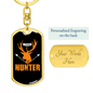 Antler Deer Hunter Keychain Stainless Steel or 18k Gold Dog Tag Keyring-Express Your Love Gifts