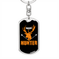 Antler Deer Hunter Keychain Stainless Steel or 18k Gold Dog Tag Keyring-Express Your Love Gifts