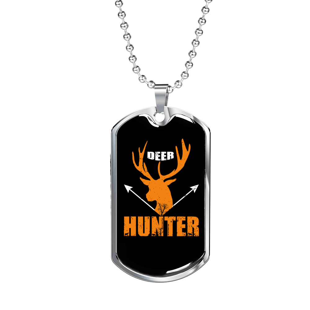 Antler Deer Hunter Necklace Stainless Steel or 18k Gold Dog Tag 24" Chain-Express Your Love Gifts
