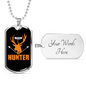 Antler Deer Hunter Necklace Stainless Steel or 18k Gold Dog Tag 24" Chain-Express Your Love Gifts