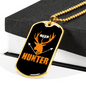 Antler Deer Hunter Necklace Stainless Steel or 18k Gold Dog Tag 24" Chain-Express Your Love Gifts