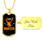 Antler Deer Hunter Necklace Stainless Steel or 18k Gold Dog Tag 24" Chain-Express Your Love Gifts