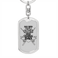 Any Man Can Be A Fishing Dad Keychain Stainless Steel or 18k Gold Dog Tag Keyring-Express Your Love Gifts