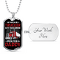 Any Man Can Be A Trucker Dog Tag Stainless Steel or 18k Gold 24" Chain-Express Your Love Gifts