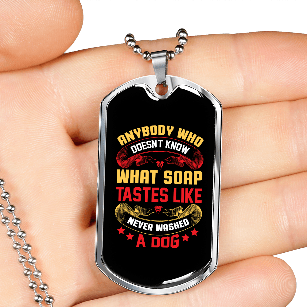 Anybody Never Washed a Dog Necklace Stainless Steel or 18k Gold Dog Tag 24" Chain-Express Your Love Gifts
