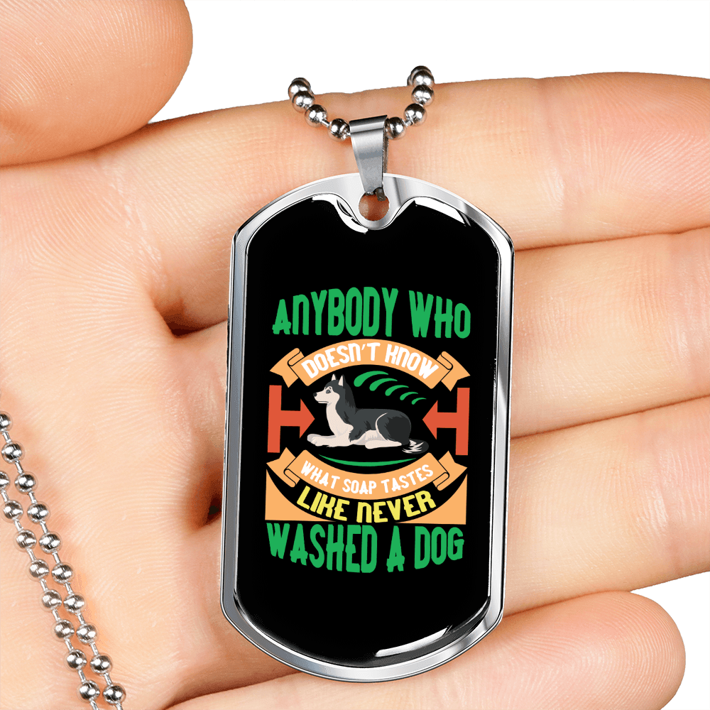 Anybody Washed a Dog Necklace Stainless Steel or 18k Gold Dog Tag 24" Chain-Express Your Love Gifts