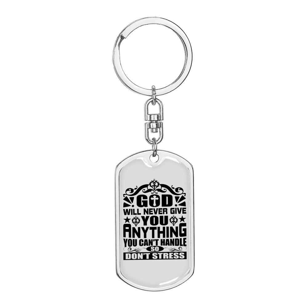 Anything You Can't Handle Keychain Stainless Steel or 18k Gold Dog Tag Keyring-Express Your Love Gifts