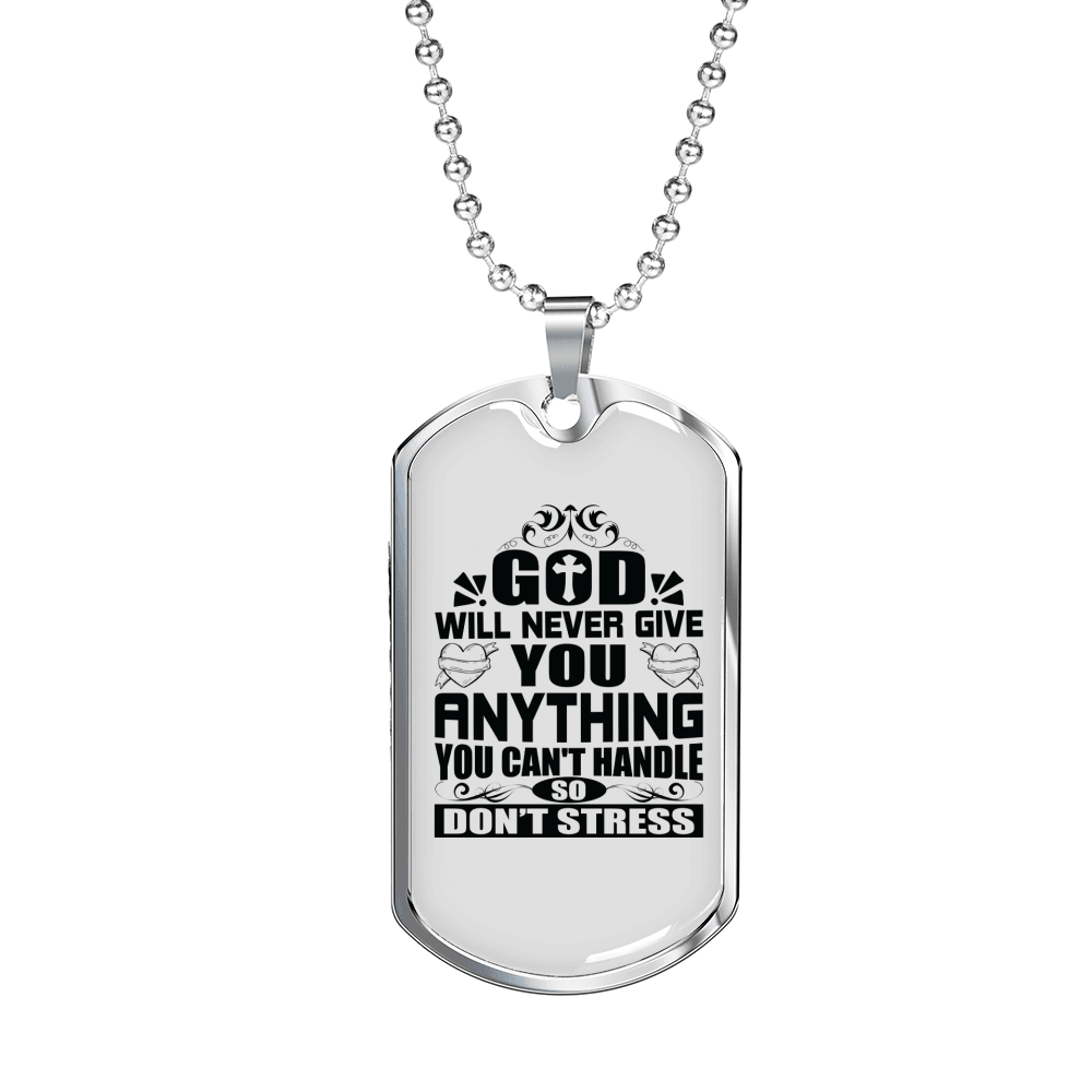 Anything You Can't Handle Necklace Stainless Steel or 18k Gold Dog Tag 24" Chain-Express Your Love Gifts