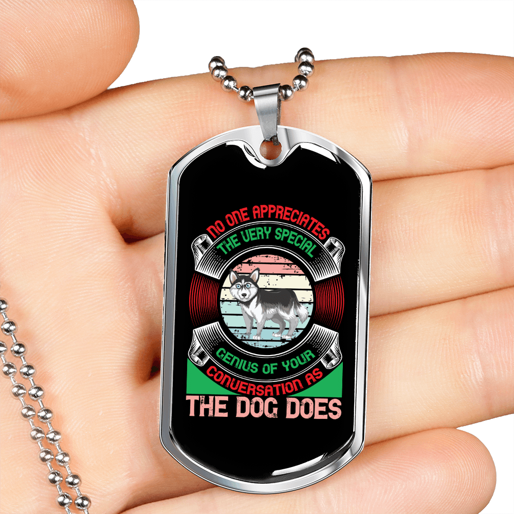 Appreciative Dog Pink Necklace Stainless Steel or 18k Gold Dog Tag 24" Chain-Express Your Love Gifts