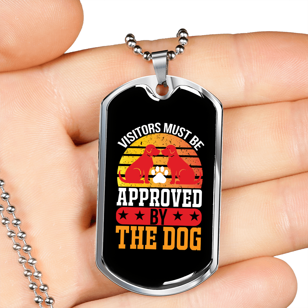 Approved By The Dog Necklace Stainless Steel or 18k Gold Dog Tag 24" Chain-Express Your Love Gifts
