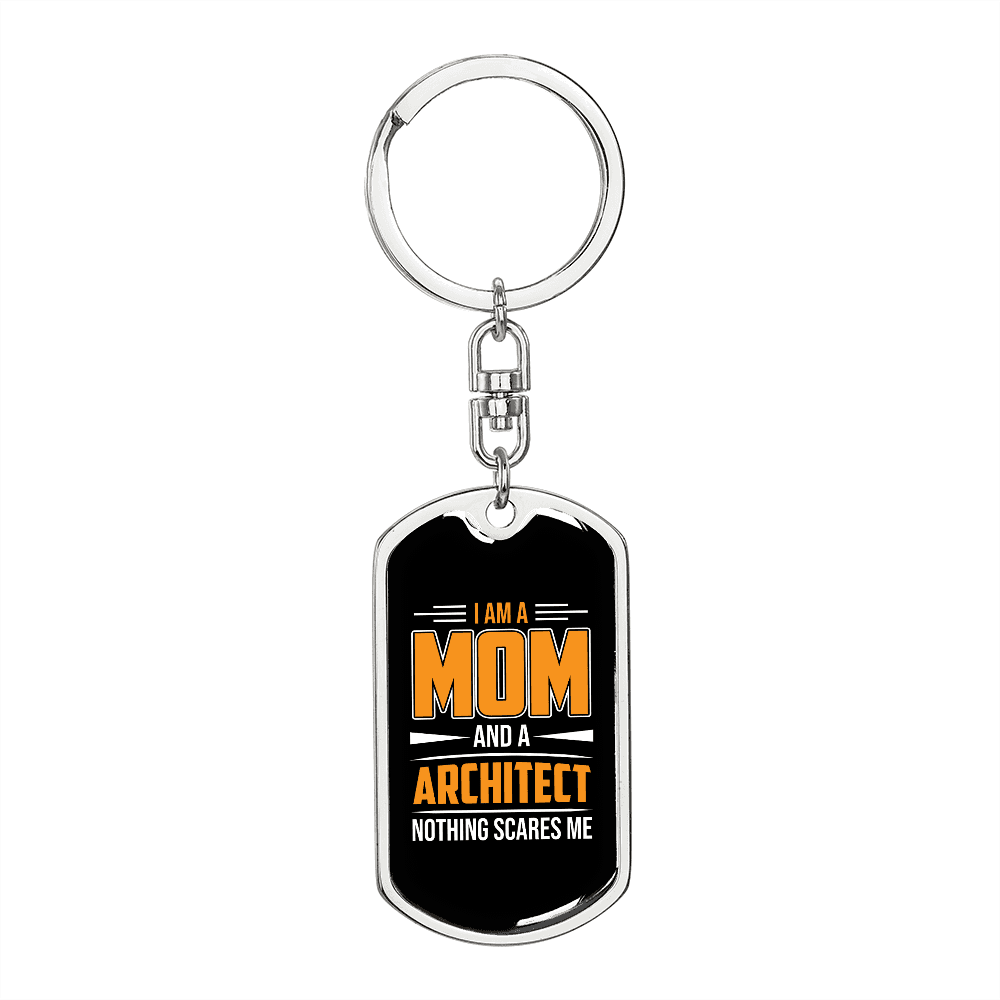 Architect Mom Keychain Stainless Steel or 18k Gold Dog Tag Keyring-Express Your Love Gifts