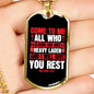Are Heavy Laden Rest Matthew 11:28 Necklace Stainless Steel or 18k Gold Dog Tag 24" Chain-Express Your Love Gifts