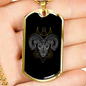 Aries Black Zodiac Necklace Stainless Steel or 18k Gold Dog Tag 24" Chain-Express Your Love Gifts
