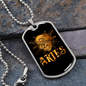 Aries Ram Zodiac Necklace Stainless Steel or 18k Gold Dog Tag 24" Chain-Express Your Love Gifts