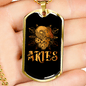 Aries Ram Zodiac Necklace Stainless Steel or 18k Gold Dog Tag 24" Chain-Express Your Love Gifts