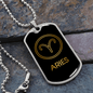 Aries Zodiac Necklace Stainless Steel or 18k Gold Dog Tag 24" Chain-Express Your Love Gifts