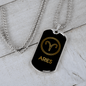 Aries Zodiac Necklace Stainless Steel or 18k Gold Dog Tag 24" Chain-Express Your Love Gifts