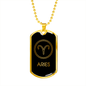 Aries Zodiac Necklace Stainless Steel or 18k Gold Dog Tag 24" Chain-Express Your Love Gifts