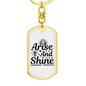 Arise And Shine Cross Keychain Stainless Steel or 18k Gold Dog Tag Keyring-Express Your Love Gifts